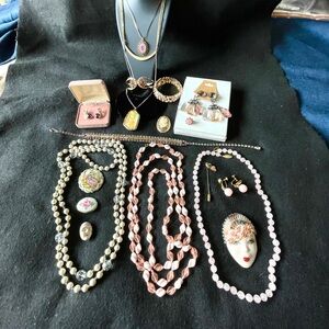 💗 PRETTY IN PINK Jewelry Lot- 17 Quality pieces; 14KT GF Cameo